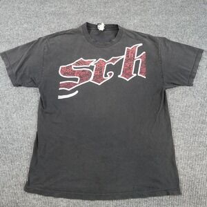 Vintage SRH Shirt Mens Large Black Logo Tee Skate Surf Streetwear Faded